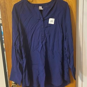 Navy blue long sleeve button up tunic